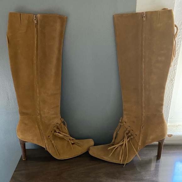 VTG suede fringe 👢 boho- chic boots - Picture 2 of 7